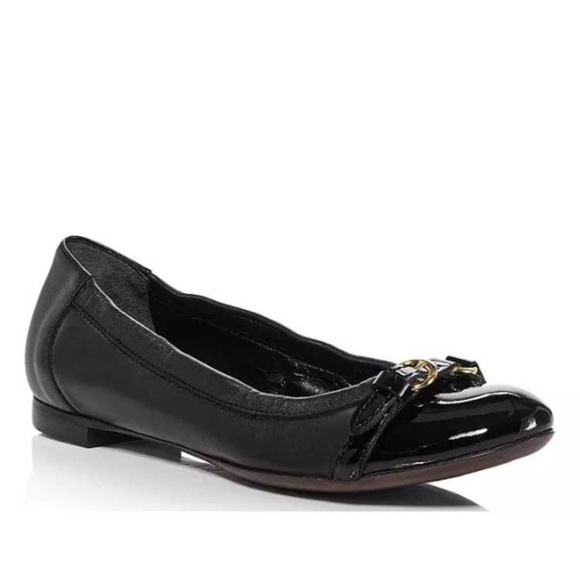 AGL Cap Toe Ballet Black Leather Flats Size 37.5 / 7.5 - Picture 1 of 6
